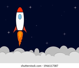 Art launch rocket with sky space. Startup concept.