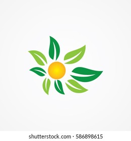 the art leaf icon element logo eco organic