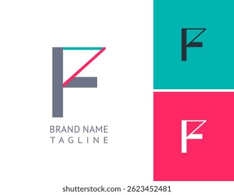Art letter F set, for your logo abstract design, multi-colored vector illustration 10EPS