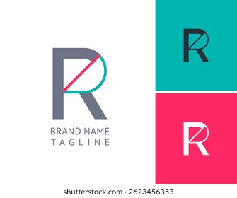 Art letter R set, for your logo abstract design, multi-colored vector illustration 10EPS