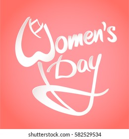 Art lettering "Women's Day" with tulip for posters, greeting cards, banners, labels, t-shirt