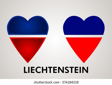 Art Liechtenstein flag heart set vector