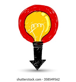 Art light bulb with black arrow