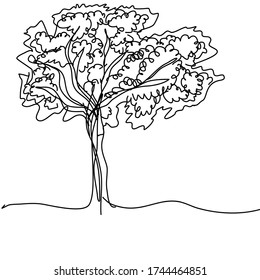 art line of banyan tree for symbol illustration 