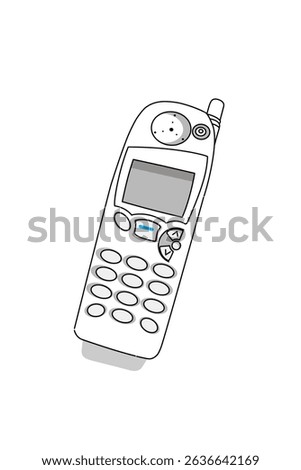 Art line black Old cell phone with number keypad