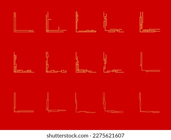 Art Line Border Corner Design Vector Set