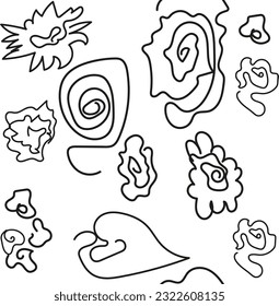 Art line cartoon flowers pattern vector. Seamless art line flowers background. For printing wallpaper, gift wrapping paper, bed linen, textile, fabric, cover, bags prints, cloth print