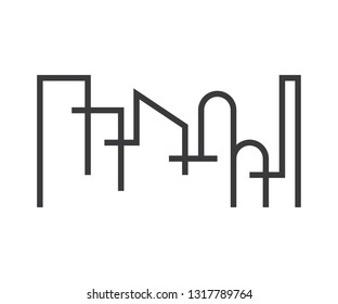 Art line city icon town
