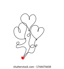 Art line drawing of love balloon