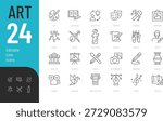 
Art Line Editable Icons set. Vector illustration in modern thin style of culture related icons: painting, literature, theater, and more. Isolated on transparent background.

