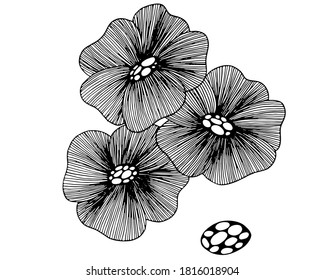 Art line flower isolated on the white background. Coloring flower for coloring page or book.