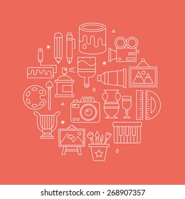art line icon circle set