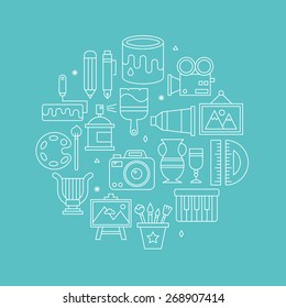 art line icon circle set