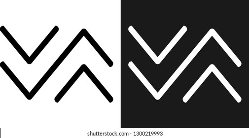 Art Line Icon Set. Arrow Logo. W Font Vector. Bold Emblem. Black and White.