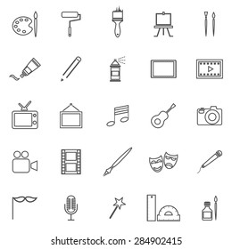 Art line icons on white background, stock vector