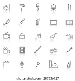 Art line icons with reflect on white, stock vector