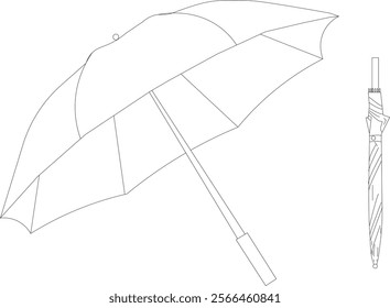 the art line illustration of open umbrella and close umbrella.