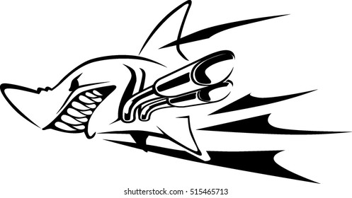 Art line of the power shark with exhaust pipes dash forward 