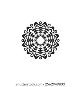 Art line round mandala relaxing design anti stress meditation.