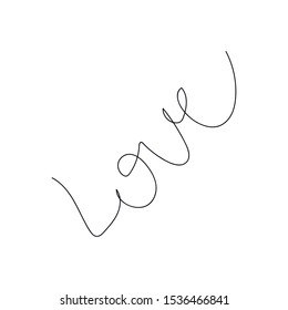 Art line vector black and white illustration. Black line the word love on a white background. EPS 10.