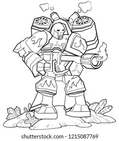 Art line vector Illustration of robots suitable for kids coloring activity, educations and any graphic design projects