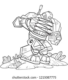 Art line vector Illustration of robots suitable for kids coloring activity, educations and any graphic design projects