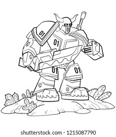 Art line vector Illustration of robots suitable for kids coloring activity, educations and any graphic design projects