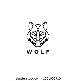 Art line wolf logo icon. Monogram. Monoline. 