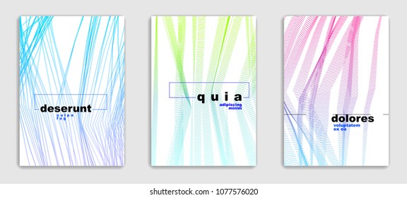 Art linear vector minimalistic trendy brochure designs set, cover templates, geometric halftone gradient. For Banners, Placards, Posters, Flyers. Perfect and unlike, pattern texture.
