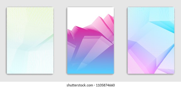 Art linear vector minimalistic trendy brochure designs set, cover templates, geometric halftone gradient. For Banners, Placards, Posters, Flyers. Perfect and unlike, pattern texture.