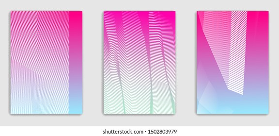 Art linear vector minimalistic trendy brochure designs set, cover templates, geometric halftone gradient. For Banners, Placards, Posters, Flyers. Perfect and unlike, pattern texture.