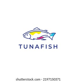 diseño del logotipo de atún de peces abstracto de líneas de arte