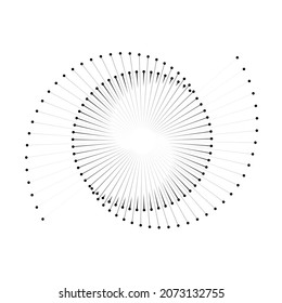 Art lines with dots geometric background. Audio waveform, icon or logo. Yin and Yang symbol.