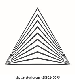 La geometría de las líneas de arte en forma de triángulo sobre fondo blanco.