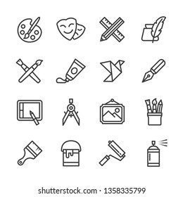 Art lines icon set vector