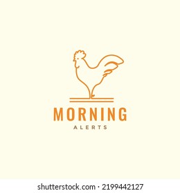 Art Lines Morning Rooster Crowing Logo Design