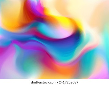 Art liquid holographic background. Abstract fluid gradient illustration. Vector 3D wallpaper.