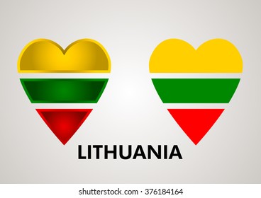 Art Lithuania flag heart set vector