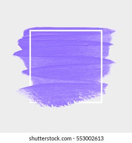 Art logo brush painted watercolor background. Abstract brush paint texture design acrylic stroke over square frame vector illustration. Perfect design for headline and sale banner. 