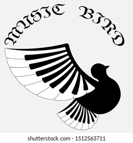 art logo of classical music in the form of a bird with wings from piano keys