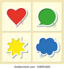 Art lovely vector labels / heart, bubble, star, cloud 