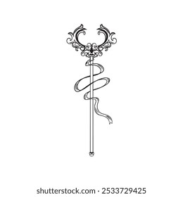 art of magic wand engraving isolated on white background