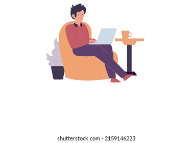 Un arte de un hombre con laptop