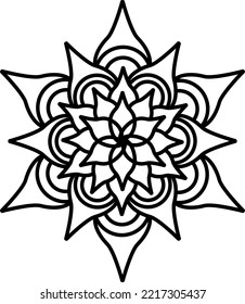 Art Mandala coloring book simple and basic for beginners, seniors and children. Mehndi flower pattern for Henna drawing and tattoo. Decoration in ethnic oriental, Indian style.