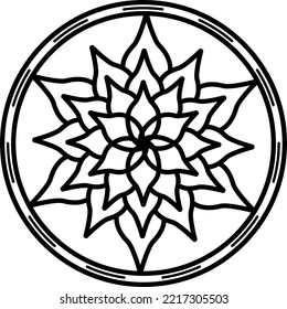 Art Mandala coloring book simple and basic for beginners, seniors and children. Mehndi flower pattern for Henna drawing and tattoo. Decoration in ethnic oriental, Indian style.