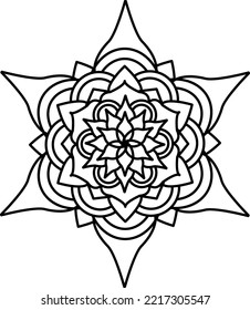 Art Mandala libro de colorear sencillo y básico para principiantes, adultos mayores y niños. Patrón de flores de Mehndi para el dibujo y tatuaje de Henna. Decoración de estilo étnico oriental, indio.
