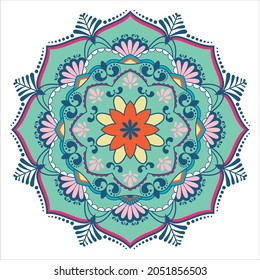 art mandala for Henna, Mehndi, tattoo, decoration. Decorative ornament in ethnic oriental style. Coloring book page. ornamental round lace ornament.