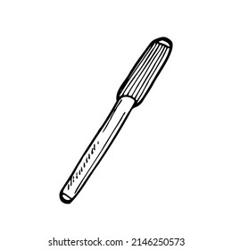materiales artísticos, conjunto de líneas de dibujo de plumas y lápices, ilustración vectorial dibujada a mano