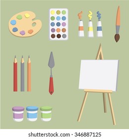 Art materials and tools. Vector set