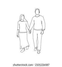 Art men and woman, vector. Valentines Day illustration. Love poster. One line art